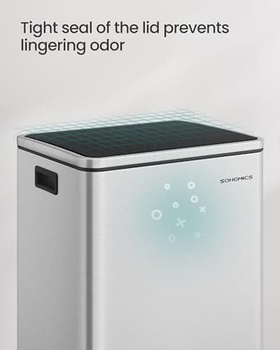 SONGMICS Trash Can, 13-Gallon Gabbage Can, with 15 Trash Bags, Stainless Steel, with Soft-Close Lid, Removable Inner Bucket, Handles, Silver ULTB595E01 7