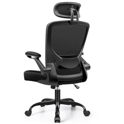 KERDOM Ergonomic Office Chair, Breathable Mesh Desk Chair with Headrest and Flip-up Arms for Office,Gaming,Computer Lumbar Support Swivel Task Chair, Adjustable Height,Black 8