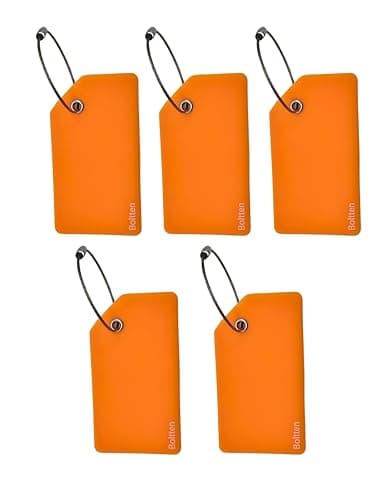 5 Pack Silicone Luggage Tag with Stainless Loop and Name Id Card, Perfect for Suitcases, Handbags and Luggage