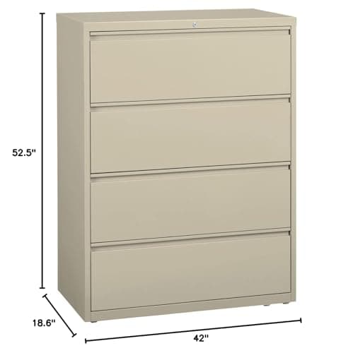 Lorell 4-Drawer Lateral File, 42 by 18-5/8 by 52-1/2-Inch, Putty 2