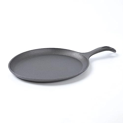 HAWOK Cast Iron Fajita Plate, 15.35''Lx7.09''W, with Bamboo Tray and Handle Holder, Pre-seasoned, Set of 12 5