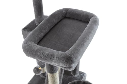 MUTICOR 66 Inches Multi-Level Large Cat Tree Tower for Indoor Big Feline/Cozy Plush Perches/Condo/Sisal Scratching Posts/Hammock and Baskets/Activity Center Play House/Wide Base/Grey 8
