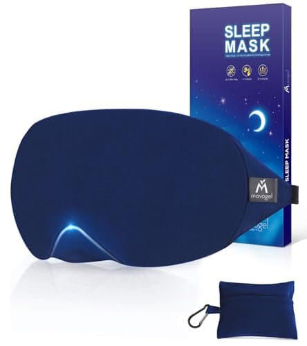 Mavogel Cotton Sleep Mask - 100% Handmade, Light Blocking Sleep Eye Mask with Updated Bending Nose Design, Soft Sleeping Mask for Women Men, for Sleep/Office/Naps, Includes Travel Pouch (Starry Blue)