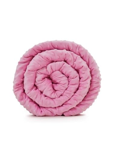 TONGDADA Minky Weighted Blanket | 40''x60'',10lbs | Cozy and Soft Minky Weighted Throw Blanket | Luxury Velvet with Premium Glass Beads | Pink Minky