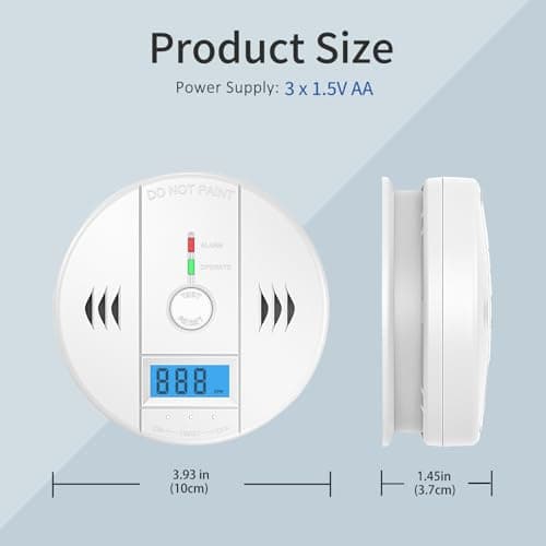 Carbon Monoxide Detectors, CO Detector Battery Powered, Carbon Monoxide Alarm with Sensitive CO Sensor, LCD Display and Sound Warning for Home, Bedroom, Kitchen 6
