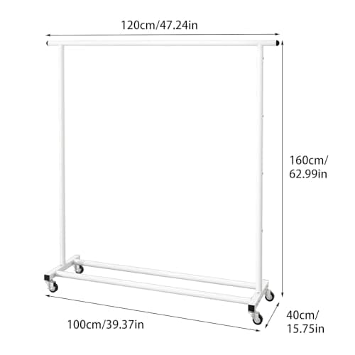 Buzowruil Metal Rolling Clothing Rack Adjustable Freestanding Garment Organizer with Wheels, Space-Saving Design for Home, Closet, Office, or Retail, White 7