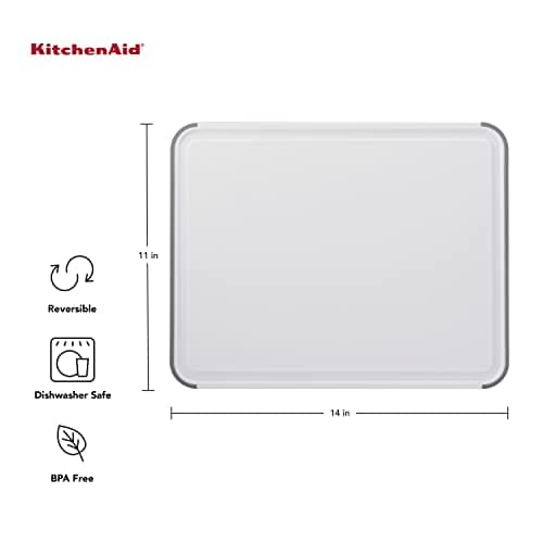 KitchenAid Classic Cutting Board with Perimeter Trench and Non Slip Edges, Dishwasher Safe, 11 inch x 14 inch, White and Gray 5