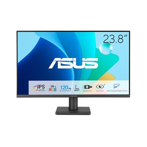 ASUS 24” 1080P Eye Care Monitor (VA249QG) - IPS, Full HD, 99% sRGB, Frameless, 120Hz, Adaptive-Sync, 1ms, Speakers, HDMI, DisplayPort, VGA, Low Blue Light, Flicker Free, Wall Mountable, 3 yr Warranty