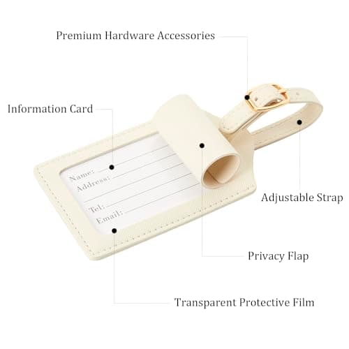 Initial Luggage Tag, PU Leather Luggage Tag, Embroidered Luggage Tag, Letter Luggage Tag, Monogrammed Luggage Tag, Luggage Tag for Baggage Bag Suitcase (T, White Leather+Pink Letter) 7