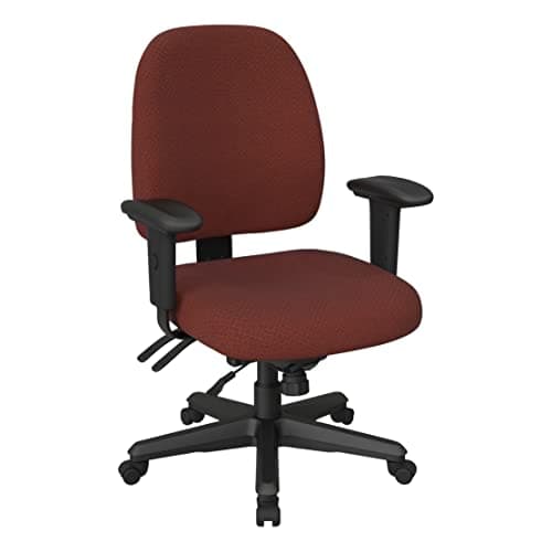 Office Star Ergonomic Mid Back Office Desk Chair with Adjustable Height, Tilt, and Padded Arm Rests, Icon Burgundy Fabric 6