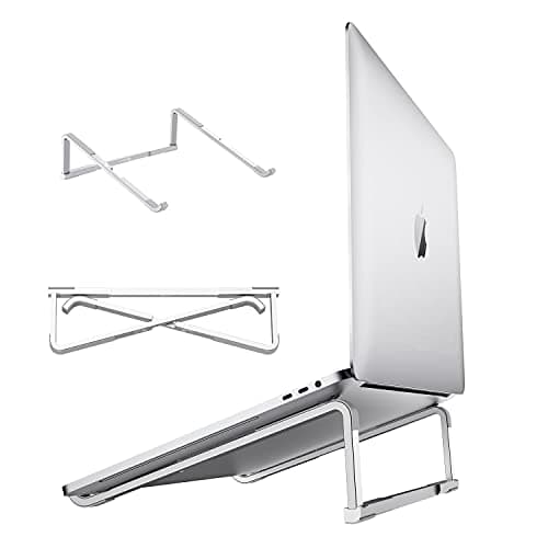 WixGear Laptop Stand for Desk - Foldable, Lightweight Aluminum Laptop Riser Holder, Portable Stand for 10-15.6” Laptops, Prevents Overheating with Non-Slip Rubbers, Travel-Friendly, Ergonomic Design