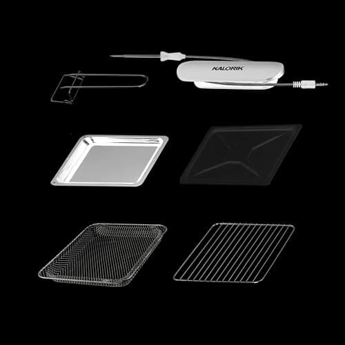 Kalorik Air Fryer Oven MAXX Series 26-Quart Flex Trio with Digital Controls Easy-View Door and 14 Cooking Presets, Converts into Dual 13 Quart Air Fryers, 1700-Watts, Stainless Steel 8