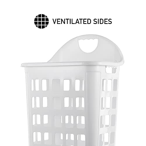 United Solutions Rolling Hamper with Built-In Handle, Two Bushel Capacity Holds 3 Loads of Laundry, Smooth-Gliding Thermo-Rubber Wheels, White, Ventilated Design 6
