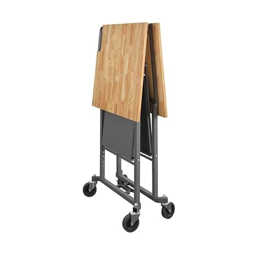 COSCO SmartFold Butcher Block Portable Workbench/Folding Utility Table (Gray Steel Frame) 10