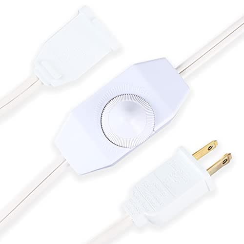 Leymays Lamp Dimmer Switch Extension Cord Plug in Dimmer - Rotary Control for 150 Watt Dimmable Lights - Christmas Village Houses Lights Cord Salt Light - 6 ft Cord