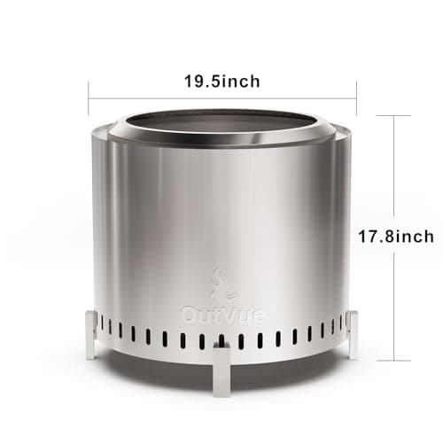 OutVue 19.5 inch Stainless Steel Smokeless Fire Pit, Outdoor Smokeless Firepit, Wood Burning Fire Pits for Camping, Bonfire, Low Smoke Firepit for Outside (Vertical Hole) 7