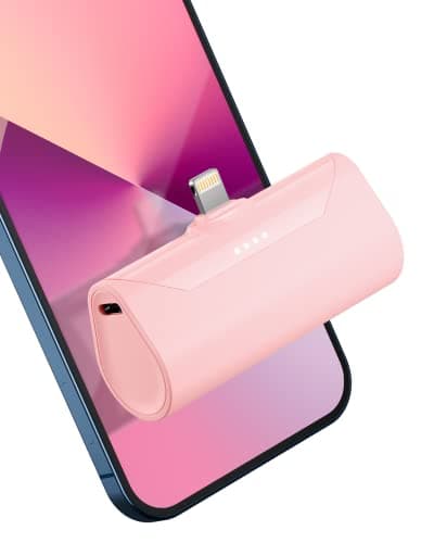 L.LYFOVR Pink Small Portable Battery Charger 4800mAh, Tiny Power Bank Ultra-Compact 15W Fast Charging Mini Battery Pack Power Charger for iPhone 14 Pro/13/12/11/8/iPad Air/Mini/Pro/AirPods Pro I/II