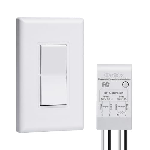 Wireless Light Switch and Receiver Kit, Ortis 300ft RF Range Wireless Wall Switches for Lights, Fans, Battery Included, No Wiring Needed