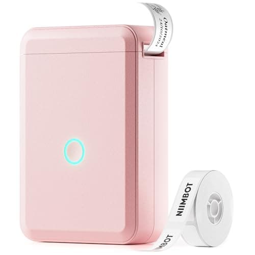 NIIMBOT Label Maker Machine D110 Label Printer Portable Wireless Connection Multiple Templates Available for Phone Easy to Use Office Home Organization Rechargeable Pink