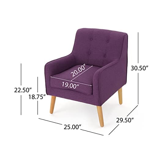 Christopher Knight Home Felicity Mid-Century Fabric Arm Chair, Purple 3