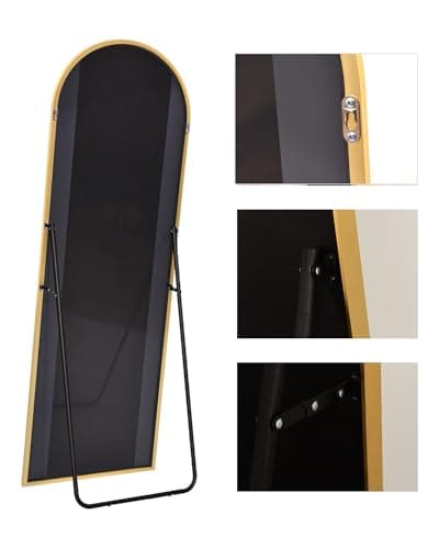 KOMCOTE Arched Full Length Floor Mirror Gold Standing Mirror for Bedroom, Living Room, or Dressing Area - Stylish Arch Design, Freestanding or Wall-Mounted, Durable & Elegant 5