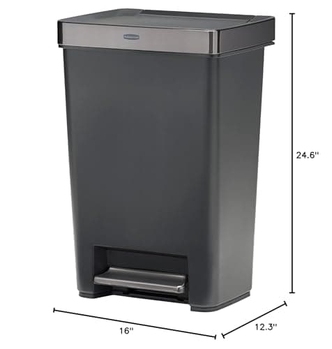 Rubbermaid Premier Series III Step-On Trash Can for Home and Kitchen, with Stainless Steel Rim, 12.4 Gallon, Charcoal, for Home/Kitchen/Garage/Apartment/Office 7