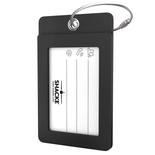 Shacke Luggage Tag Initial - Fully Bendable Tag w/Stainless Steel Loop - Black (Letter B) 7