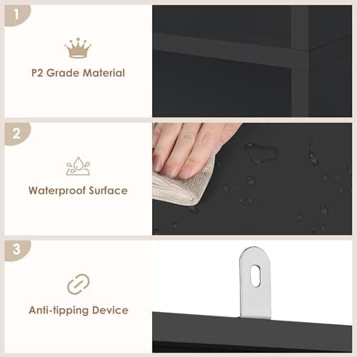 FOTOSOK 6-Tier Open Bookcase and Bookshelf, Freestanding Display Storage Shelves Tall Bookcase for Bedroom, Living Room and Office, Black 7