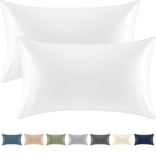 Warmstar 100% Organic Cotton White Pillow Cases Set of 2, Pillow Cases Queen Size Satin Weave Soft Hypoallergenic GOTS Certified Pillowcases Breathable Envelope Pillowcass,20x30 Inches