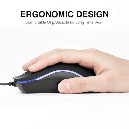 Rii RM105 Wired Mouse,Computer Mouse with Colorful RGB Backlight,Comfortable Grip Ergonomic Optical,USB Wired Mice Support Windows PC, Laptop,Desktop,Notebook,Chromebook 5