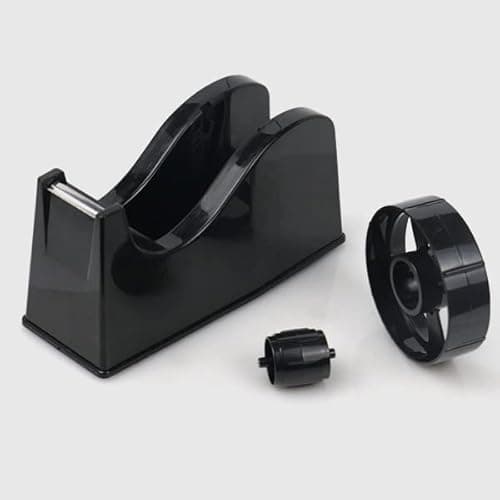 BOMEI PACK Desktop Tape Dispenser (Fits 1" & 3" Core) with Transparent Tape Refills, Clear Tape with Black Tape Holder,Weighted Non Slip Base, for Masking Tape,Heat Resistant Tape 7