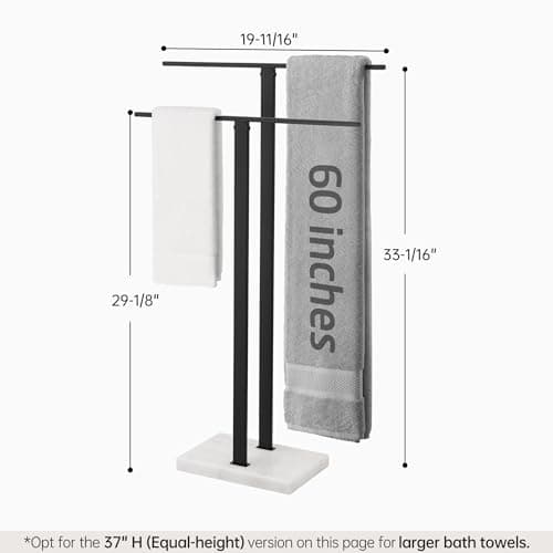 KES Standing Towel Rack, 2-Tier Towel Racks for Bathroom Freestanding with Marble Base, Upgrade Steady Design, SUS304 Stainless Steel Matte Black, BTH217-BK 6