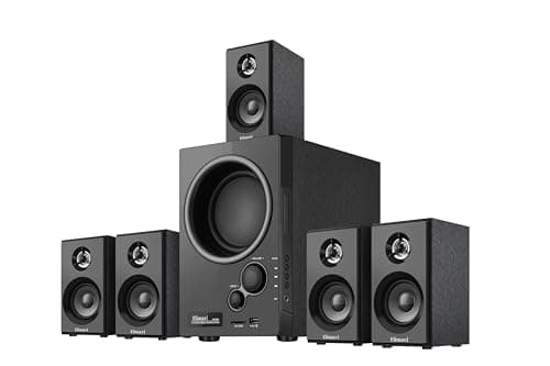 Elimavi 5.1 Surround Sound System with 5.5'' Subwoofer Stereo System for Home with 2.5'' Midrange Home Theater Speakers, Home Speaker System with 3.5-RCA/USB/Wireless/AUX Audio Inputs