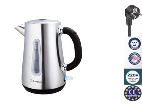 Westinghouse 220 volt 1.7 Liter kettle electric cordless 220v 240 volts 50hz / 60 hz tea kettle WKWK0805 Bundle With Dynastar Plug Adapter 2