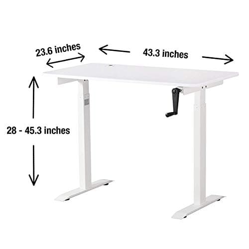 UNICOO Crank Adjustable Height Standing Desk, Adjustable Sit to Stand-up Home Office Desk, Computer Table, Portable Writing Desk (White Top/White Frame - NTCSET-01-WW) 8