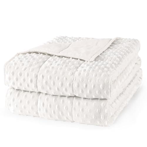 Mr. Sandman Weighted Blanket for Adults, Heavy Blanket for Woman, Man Sleeping/Calm, Soft and Cozy Weighted Throw Blankets, Machine Washable, 60 x 80in, 15 lbs, White