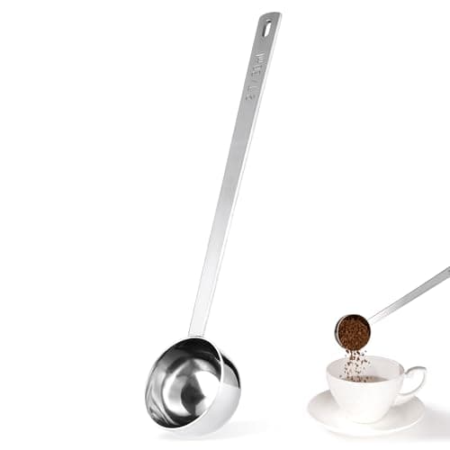 Luxiwise Long Handle Coffee Scoop, 18/8 Stainless Steel Food Grade Measuring Spoon for Coffee Beans Powders Sugar, 8.6in Long Metal Scoop Tablespoon for Easy Container Reach (2tbsp/ 30ml)