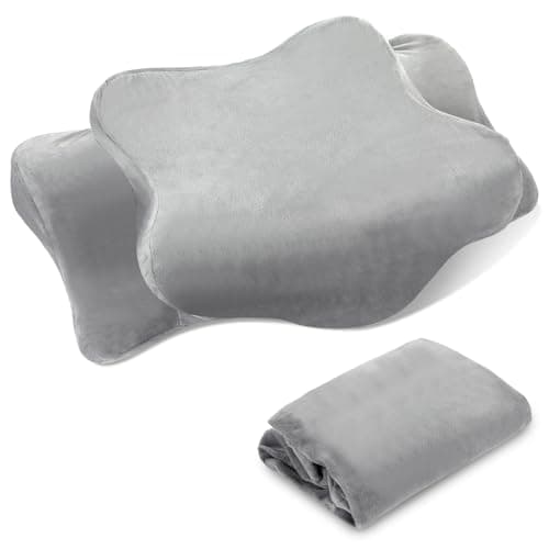Hahafelt Crystal Velvet Cervical Neck Pillowcase (Only Pillowcase) Ergonomic Pillow Cover Contour Pillow Cover Warm Soft Fuzzy Cases for Side Back Stomach Sleepers Winter(Gray,Queen Size)