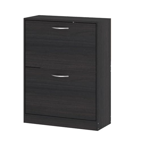 FUFU&GAGA Shoe Cabinet with 2 Flip Drawers for Entryway, Modern Shoe Storage Cabinet, Freestanding Shoe Rack Storage Organizer (22.4”W x 9.4”D x 29”H)(Black) 3