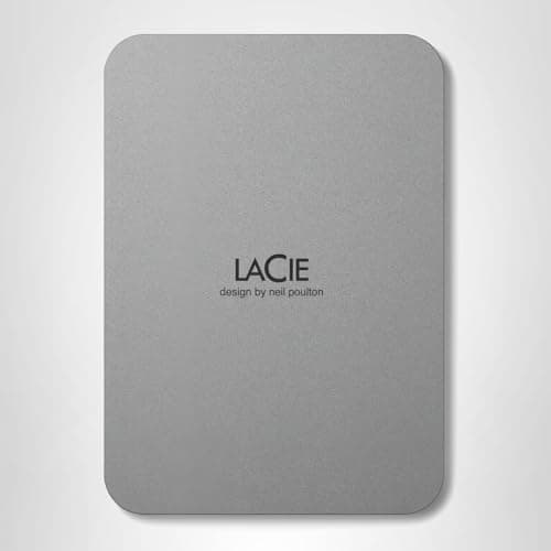 LaCie Mobile Drive 4TB External Hard Drive Portable HDD - Moon Silver, USB-C 3.2, for PC and Mac, Post-Consumer Recycled, with Adobe All Apps Plan and Rescue Services (STLP4000400) 10
