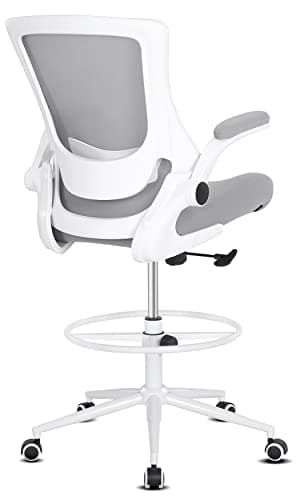 Misolant Tall Office Chair, Drafting Chair for Standing Desk, High Office Chair with Adjustable Lumbar Support, Flip-up Arm and Footrest Ring, Tall Drafting Chair for Bar Height Desk