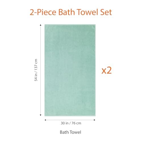 Amazon Basics 2-Pack Quick-Dry Lightweight Moisture Absorbing Bath Towel, 100% Cotton, 54" x 30", Seafoam Green 5