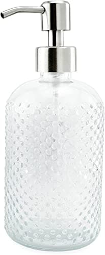 AuldHome Design Hobnail Glass Soap Dispenser (Clear, 3-Pack); Decorative Pump Bottles 9