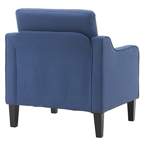 VINGLI Mid century Modern Accent Chair,Navy Blue Fabric Accent Chairs for Living Room Upholstered Armchair with Scooped Arms for Bedroom,Apartment,Studio,Office,Waiting Room 7
