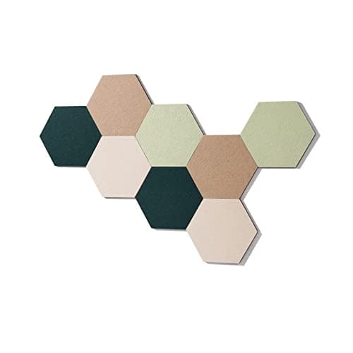 LAJAR 8 Pcs Self Adhesive Felt Bulletin Board Tiles (Large), Hexagon Color Felt Pin Board Wall Tiles for Photos, Pictures, Memos (Green Large)