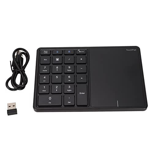 Sanpyl Numeric Keypad, 2 in 1 22 Keys 2.4G Touchpad Bluetooth 4.2 Number Pad, Type C Charging 500mAh Financial Accounting Keyboard, for Laptop, PC, Desktop(Black) 9