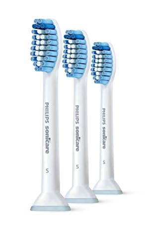 Philips Sonicare Genuine Sensitive Replacement Toothbrush Heads for Sensitive Teeth, 3 Brush Heads, White, HX6053/64