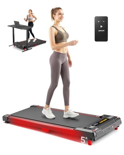 Walking Pad Treadmill, Anylife Incline Walking Pads Under Desk 330lb Capacity, 2.5HP Portable Treadmills for Home, Compact Treadmill Small Running Pad with LED Display, Remote Control,Black Red