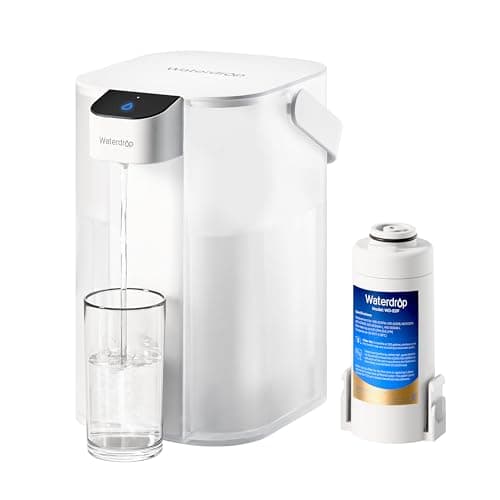 Waterdrop Electric Water Filter Pitcher, Rechargeable Water Dispenser, Instant 15-Cup Countertop Purifier, NSF/ANSI 401&53&42&372, Reduce PFAS, Lead, Chlorine, White, with 1 Filter, Does not Lower TDS