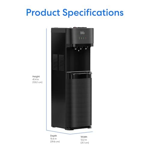 Brio Self Cleaning Bottom Loading Water Cooler Water Dispenser – Black Stainless Steel - 3 Temperature Settings - Hot, Room & Cold Water 9